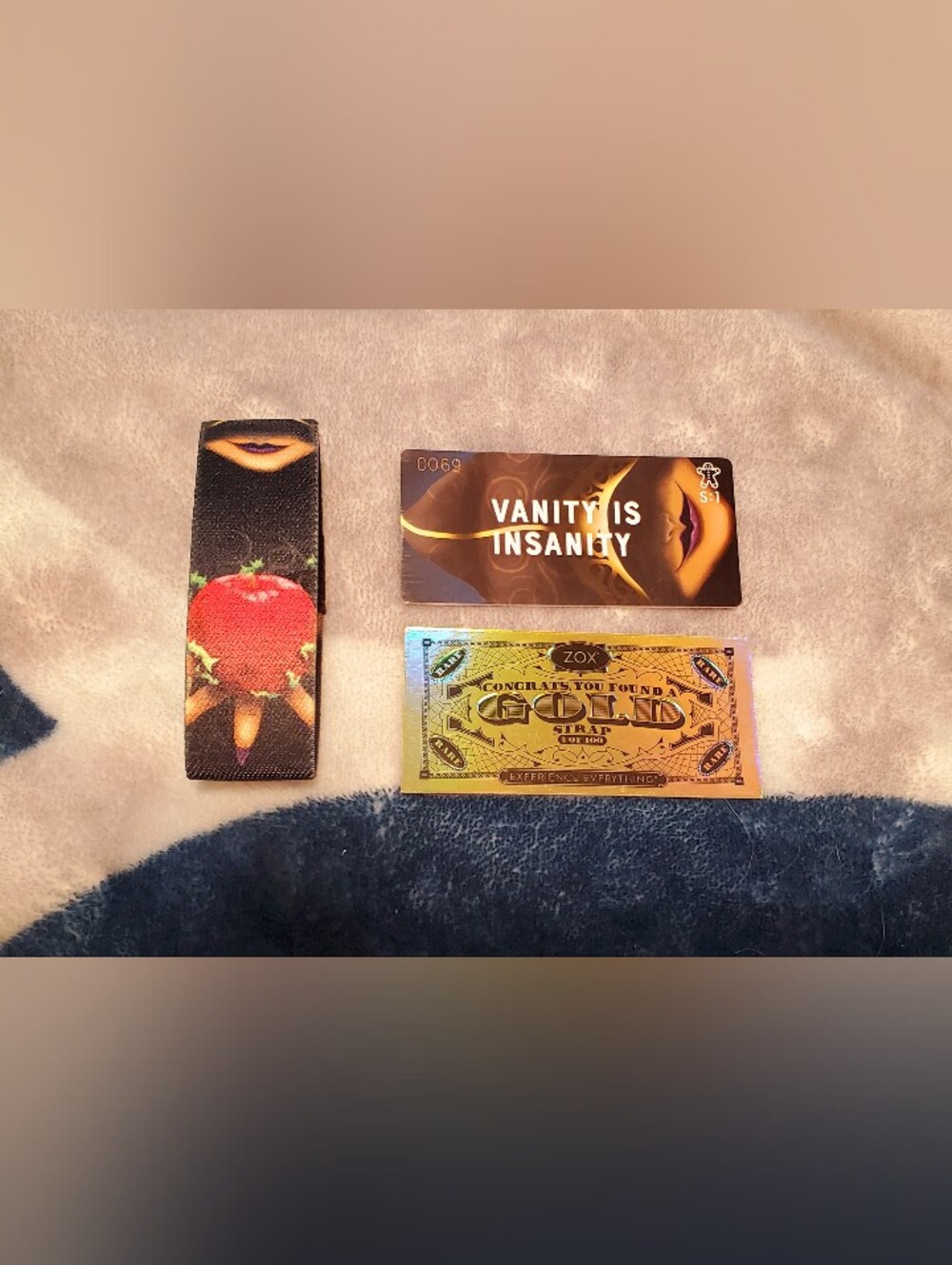 ZOX "Vanity Is Insanity" Gold Strap Set #0069 Low Serial with Gold Ticket
